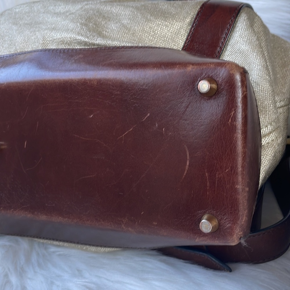 Burberry gold metallic coated canvas  satchel - Picture 6 of 16